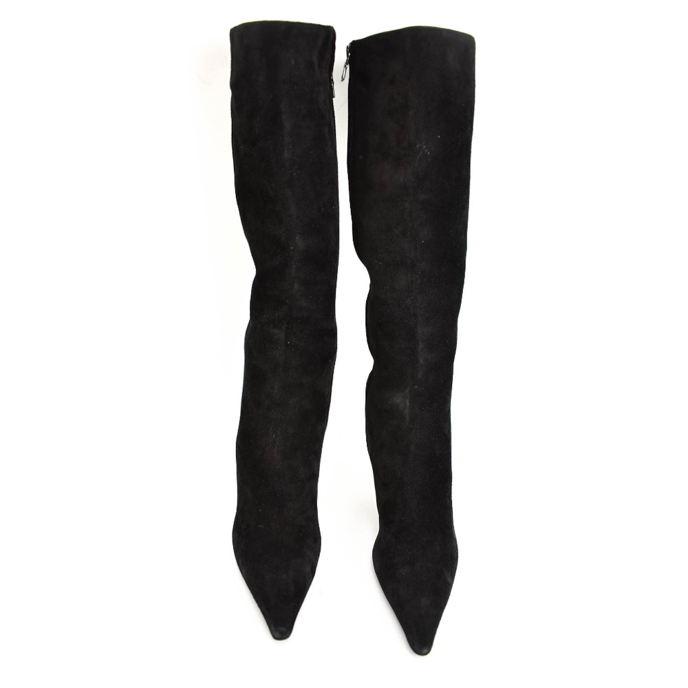 PRADA: Black, Leather & Logo, Tall Boots - Picture 2 of 8